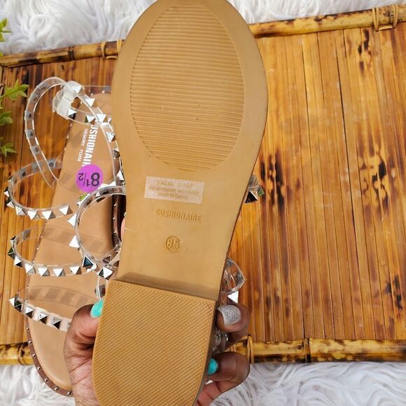 Cushionaire Transparent Studded Strappy Detail Memory Foam Sandals. Sz 8.5 - Picture 12 of 13